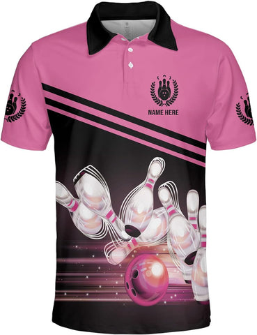 Personalized Name Bowling Polo Shirts 3D for Women, Bowling Shirt, Bowling Shirts for Womens, Team Bowling Shirt Women1
