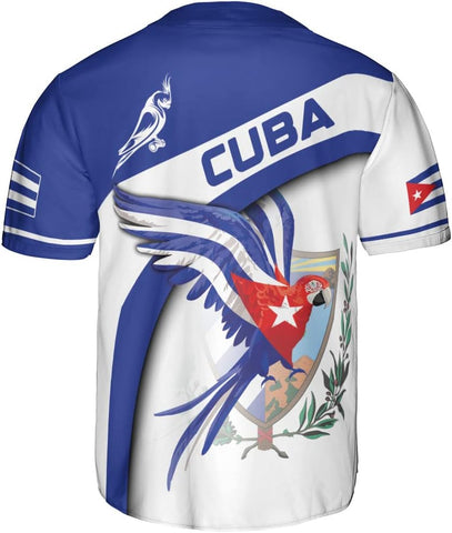 Podagree Personalized Cuba Baseball Shirt, Cuban Flag Jersey for Men and Women