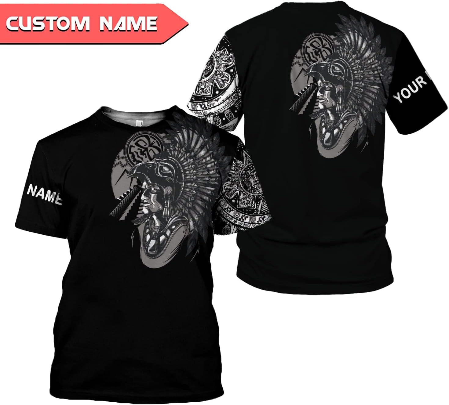 Paniprints Personalized Name Aztec Shirts for Men, Aztec Warrior Shirt, Mexican Shirts for Men Mexican Azteca, Mexico Shirts