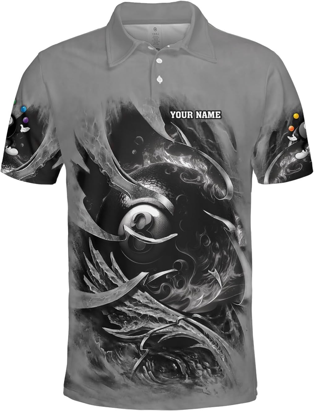 Custom 3D Billiard Polo Shirt Personalized Team Apparel 8 Ball Pool Design Funny Uniform Short Sleeve Gift to Billiard Lover