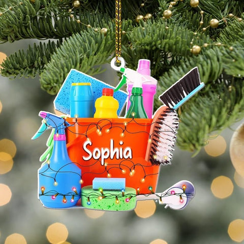 Intenprints Personalized Housekeeping Christmas Ornament, Housekeeping Keepsake, Janitor Cleaning Lady Ornament,Cleaning Service Christmas Ornament, Housekeeper Ornament (Style 14)