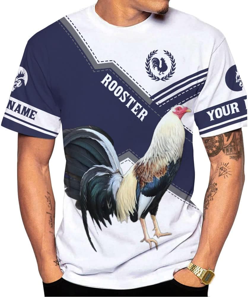 Mostefy Personalized Name Rooster Shirt 3D, Rooster Shirts for Men, Chicken Tshirts Shirts for Women, Funny Chicken Shirts
