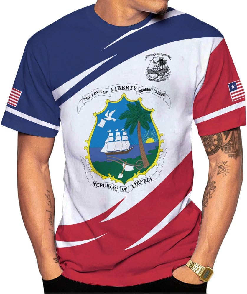 MoonArt Personalized Liberia Shirts Liberian Coat of Arms Flag Liberia 3D Shirts Liberia Liberian Pride Gift
