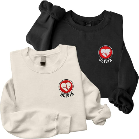 Leeprints Custom Emergency Department Embroidered Sweatshirt, Er Nurse Shirt, Emergency Nurse Hoodie, Rn Shirt Gifts