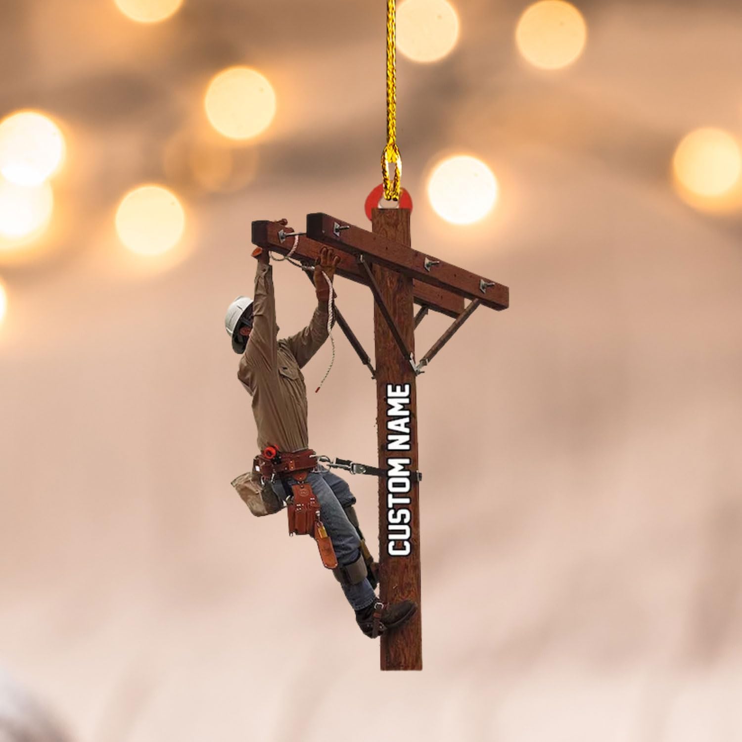 mostprints Personalized Lineman Ornament Custom Lineman Ornaments Line Man Christmas Ornaments Gifts for Lineman Ornament Lineman Christmas Hanging Ornament Lineman Gift (Style 8)