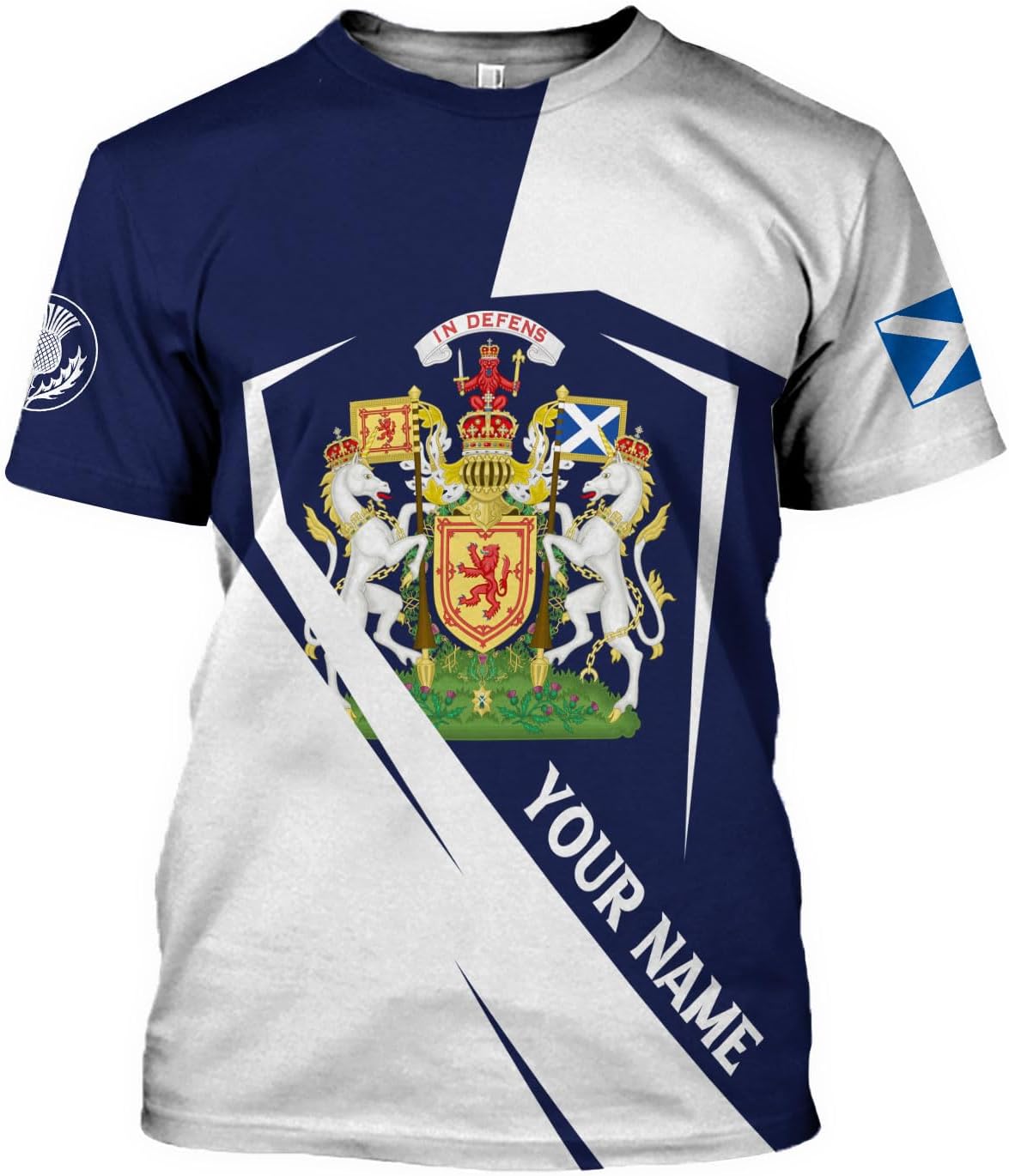 Custom Scotland Shirts for Men Scottish Rampant Lion Scotland Coat of Arms Banner T-Shirt Lion Scottish Pride Gift Shirts 3D