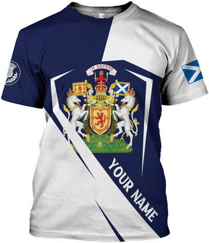 Custom Scotland Shirts for Men Scottish Rampant Lion Scotland Coat of Arms Banner T-Shirt Lion Scottish Pride Gift Shirts 3D