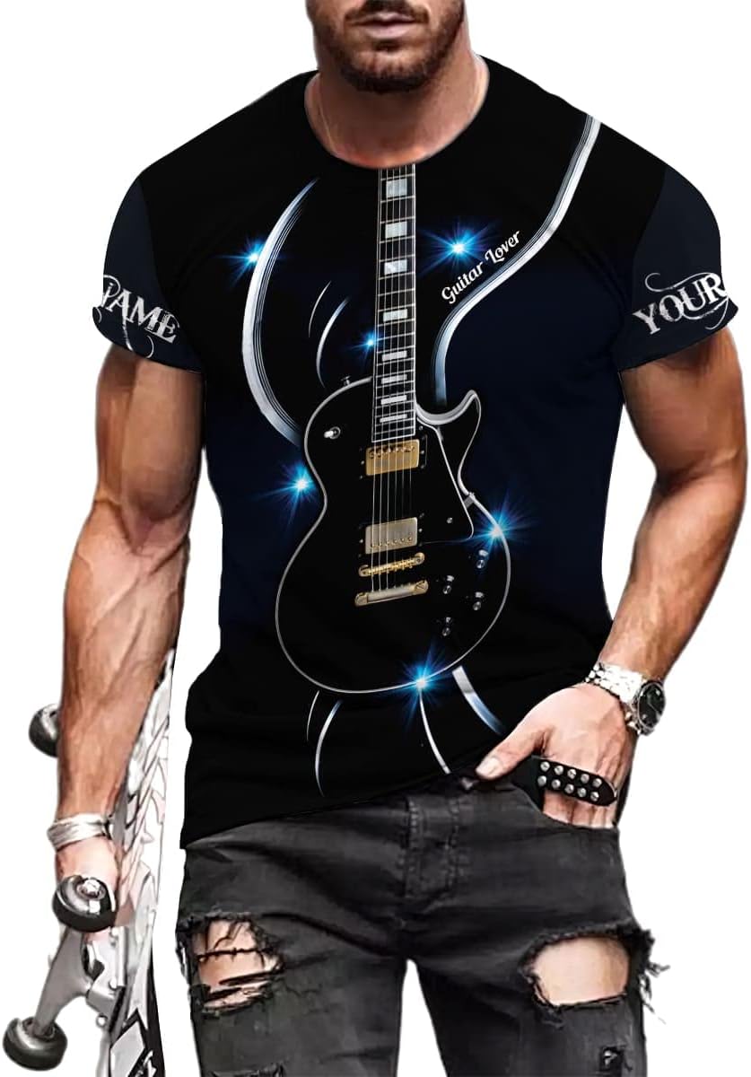 Personalized Name Guitar Shirt 3D, Customized Guitar Shirts for Men, Unisex Guitar Shirts Music Music Lover, Guitar Lover