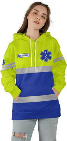 Leeprints Personalized EMT Hoodie EMS Sweatshirt Custom EMS Zip Hoodie Paramedic Uniform Emergency Medical Technician Shirts