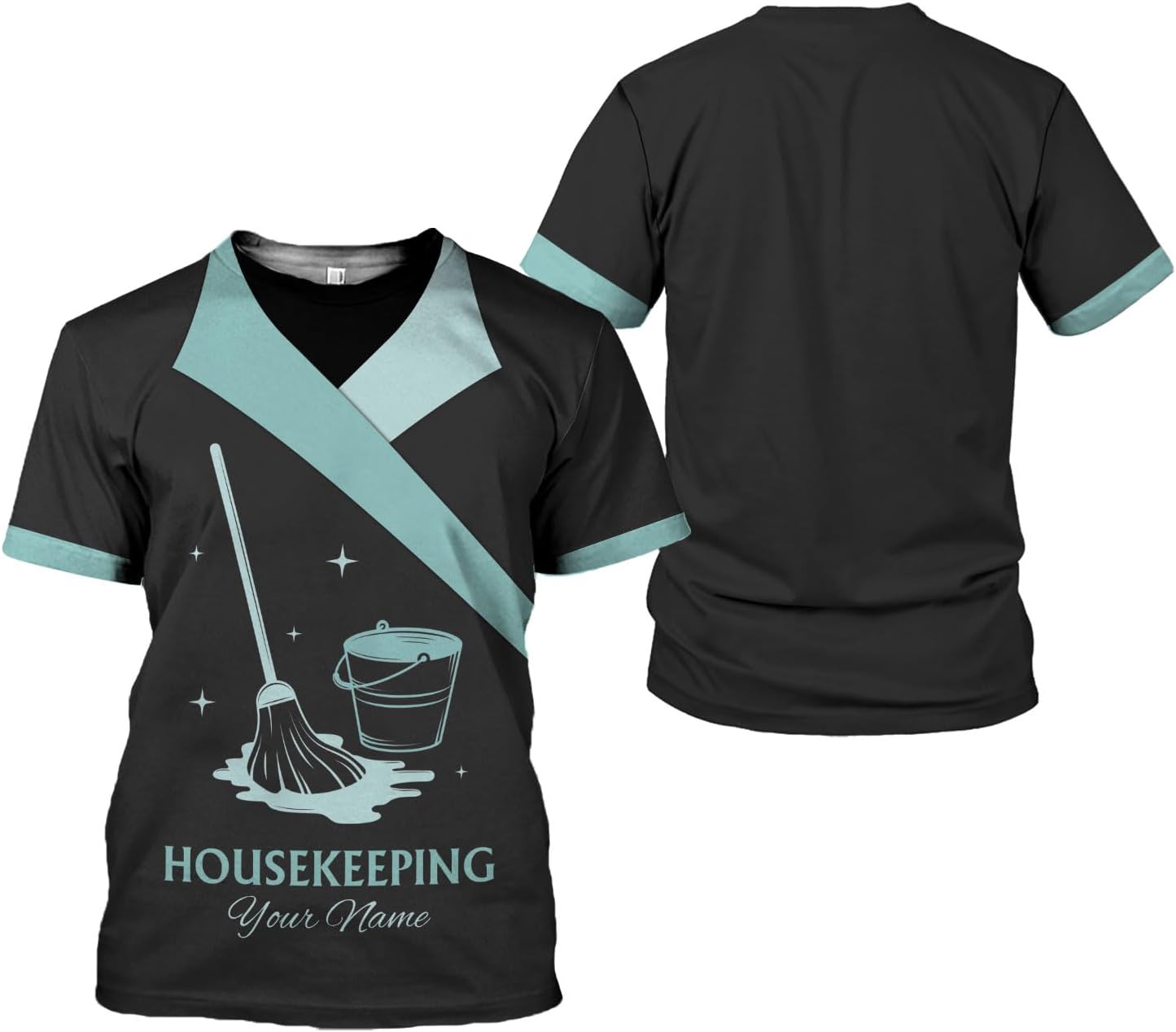 Personalized Housekeeping Shirts, Custom Cleaning Uniforms for Women 3D Cleaning Service Gifts Housekeeper Shirt Clean Lady