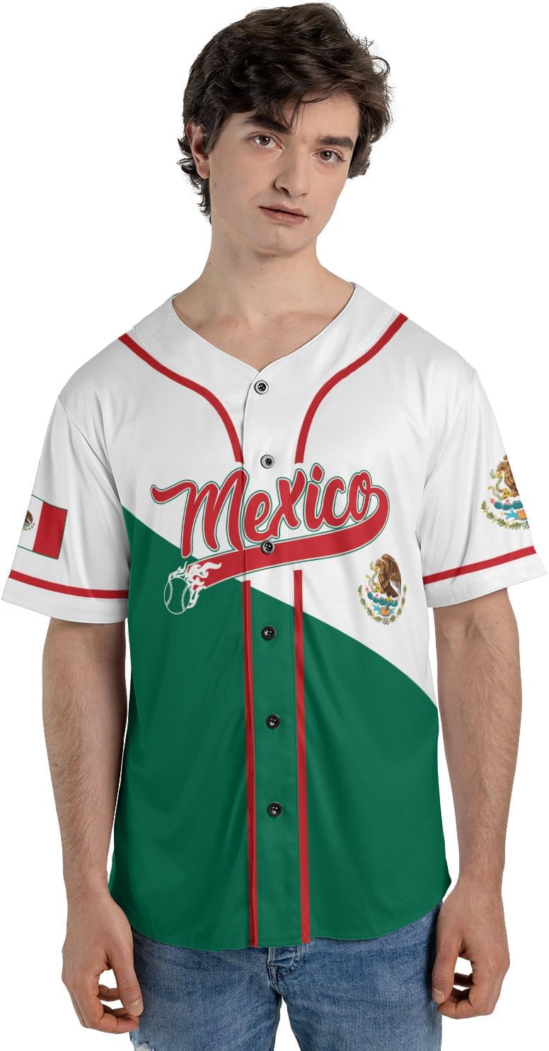 Mostprints Personalized Mexico Baseball Jerseys Mexican Eagle & Flag Shirt for Teams, Mexico Shirts for Men & Women Size S-5XL1