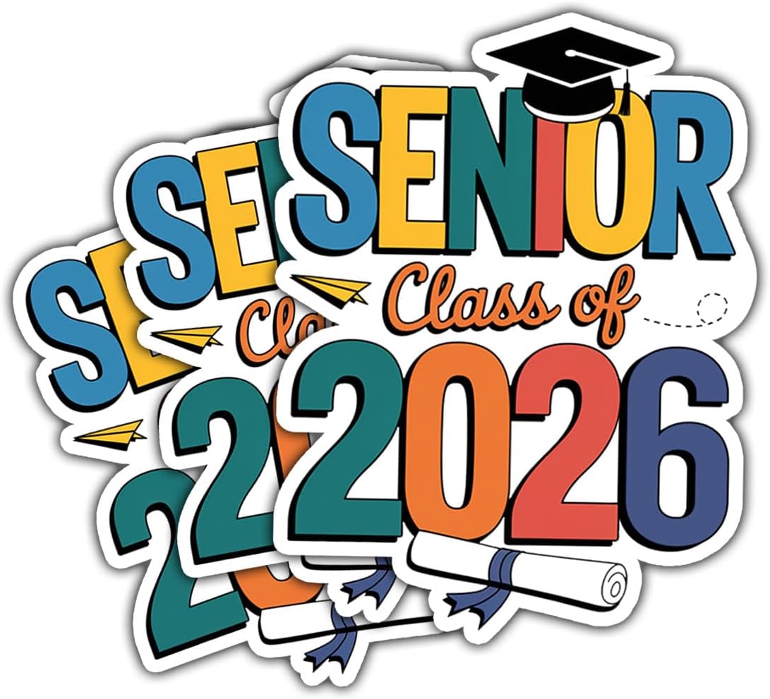 3Pcs Senior 2026 Sticker, Class of 2026 Stickers, Graduation 2026 Decal, Senior Color Stickers, Grad Year 2026, Senior 2026 Car Decorations - Stickers for Laptop Water Bottle Phone Car Helmet 3" (S1)
