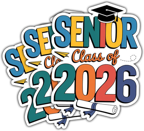 3Pcs Senior 2026 Sticker, Class of 2026 Stickers, Graduation 2026 Decal, Senior Color Stickers, Grad Year 2026, Senior 2026 Car Decorations - Stickers for Laptop Water Bottle Phone Car Helmet 3" (S1)