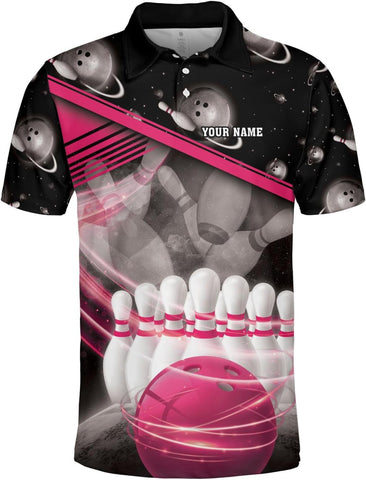 Custom Bowling Polo Shirt Personalized 3D Team Name Bowling Shirts for Men Women Jersey Unisex Bowler Short Sleeve Gift Tee
