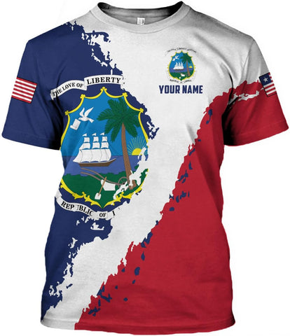 MoonArt Personalized Liberia Shirts Liberian Coat of Arms Flag Liberia 3D Shirts Liberia Liberian Pride Gift