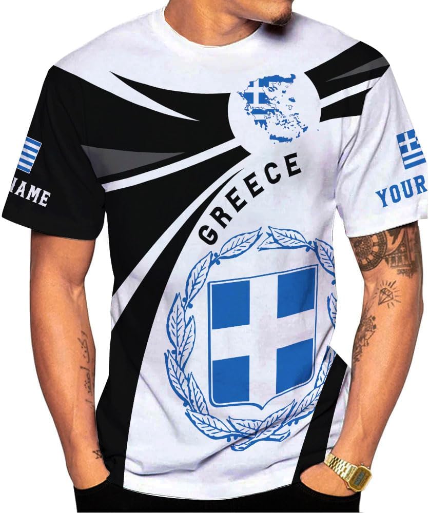 Suseaz Personalized Greece Hoodie Greek Coat of Arms Flag Grecian 3D Sweatshirt Greece Zip Hoodie Grecian Pride Gift Shirt
