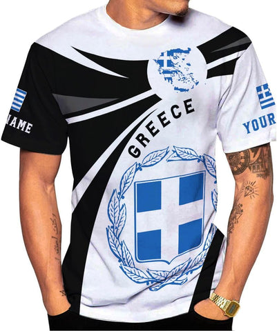 Suseaz Personalized Greece Hoodie Greek Coat of Arms Flag Grecian 3D Sweatshirt Greece Zip Hoodie Grecian Pride Gift Shirt