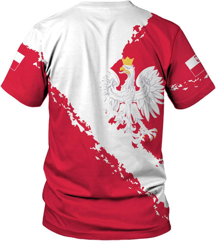 MoonArt Personalized Name Poland Shirt 3D, Poland Pride Shirts, Retro-Feel Polish Eagle Polska Unisex T-Shirt Polish Eagle