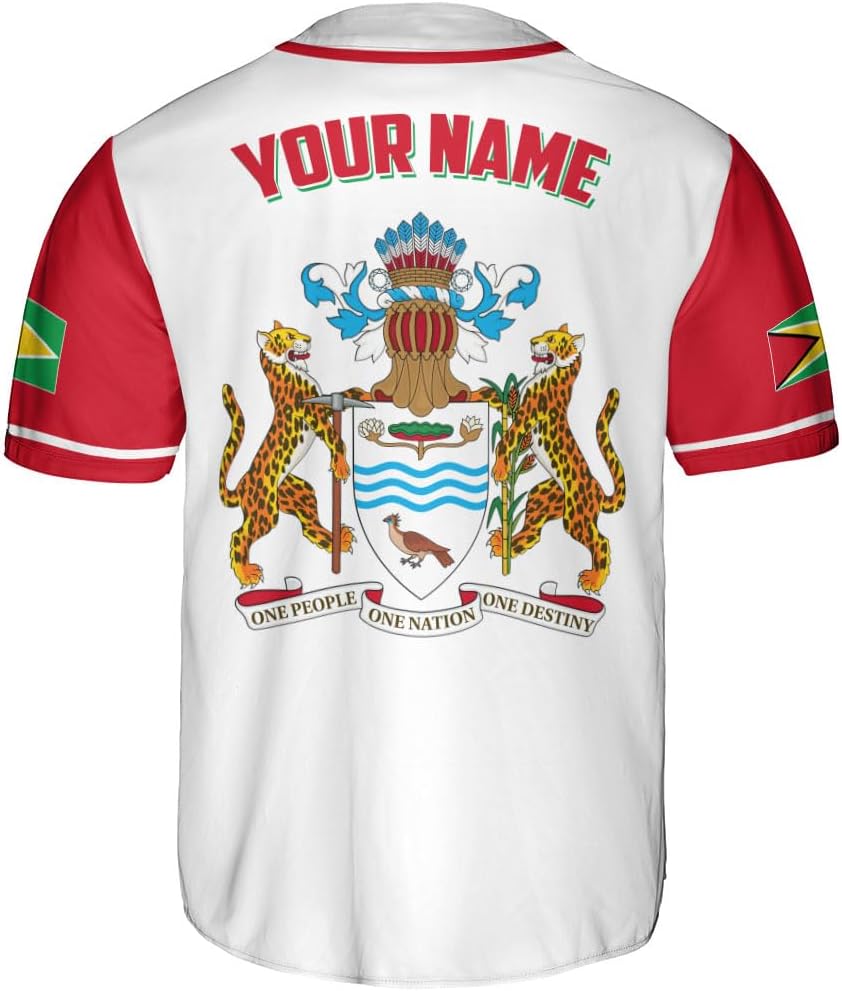 Leeprints Personalized Guyana Baseball Jersey Shirt, GuyaneseFlag Jersey, Guyana Guyanese Pride Jersey for Men and Women