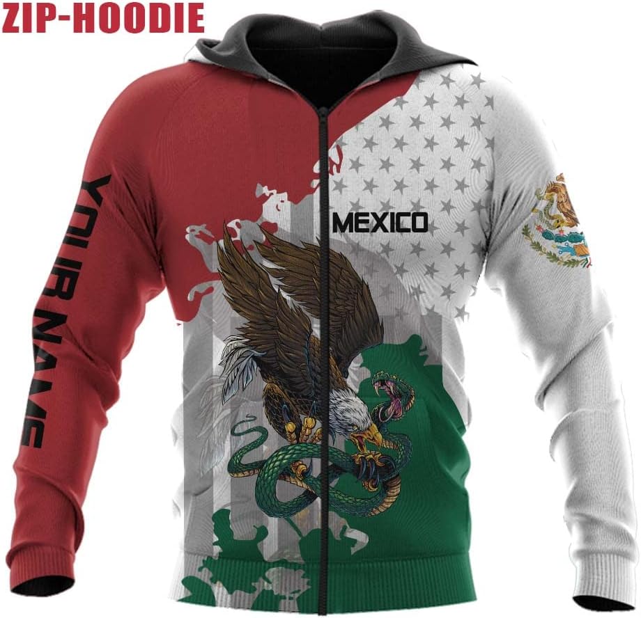 Personalized Name Mexican Hoodie 3D, Customized Mexican Hoodies for Men, Unisex Mexico Hoodie, Mexico Hoodies for Men 2