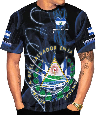 Ligthuy Personalized Name El Salvador Shirt 3D, El Salvador Flag Shirt for Men Women, Unisex T-Shirts S-5XL
