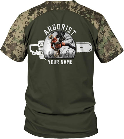 Personalized Arborist T-Shirt 3D, Woodworker Shirt, Mens Tree Climber Shirt