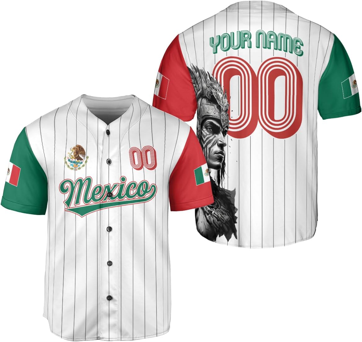 RoyalBro Personalized Mexico Baseball Jersey, Mexican Jersey for Men & Women, Mexican Flag Jersey, Mexico Shirt Camisa