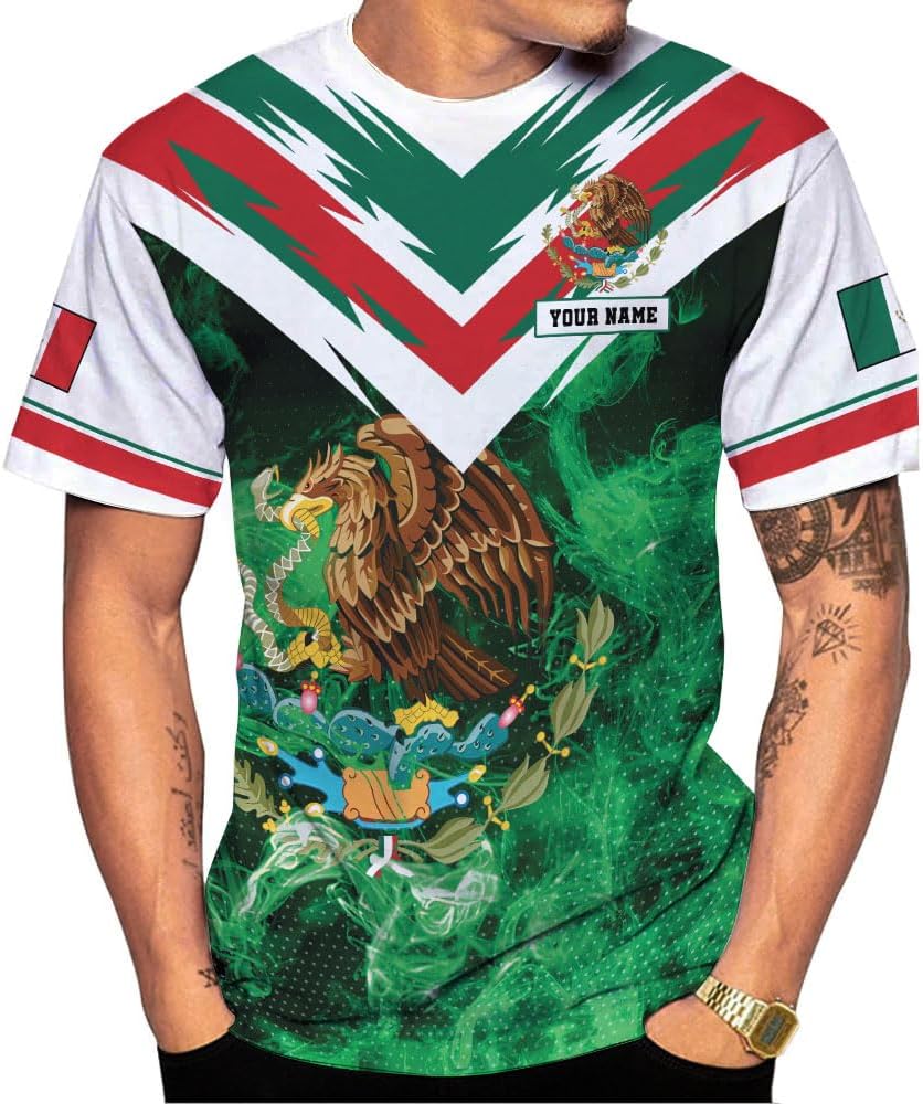 Mostprints Personalized Name Mexican Shirts for Men 3D, Customized Mexico Shirts for Men, Mexico Shirts for Women Mexico Shirt1