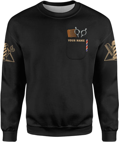 Custom 3D Barber Shirt for Men Women Gift Personalized Hair Stylist Tee Barbershop Apparel Hairdresser Printed Uniform