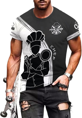 Custom Chef Shirt Chef Shirts for Men Gifts for Master Chef Lovers Custom Chef T Shirts for Men Funny 3D Chef Shirts for Men