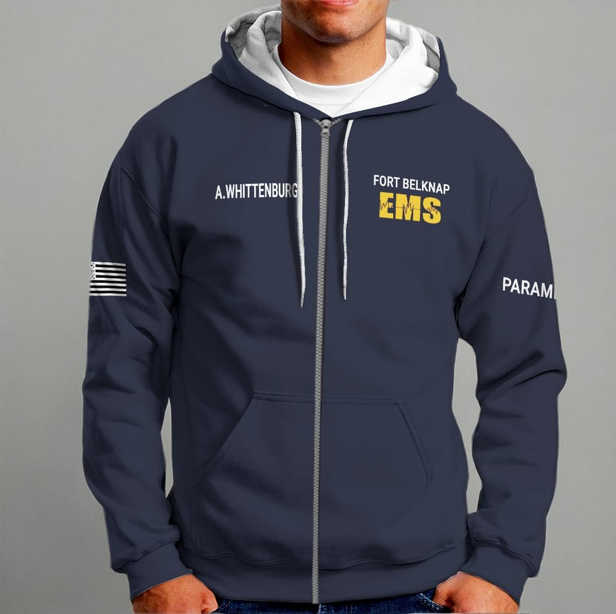 Vybonz Customize Name EMS EMT Hoodie For Men And Women All Over Printed Sportwear T Shirt, Zip Up Hoodie, Sweatshirt