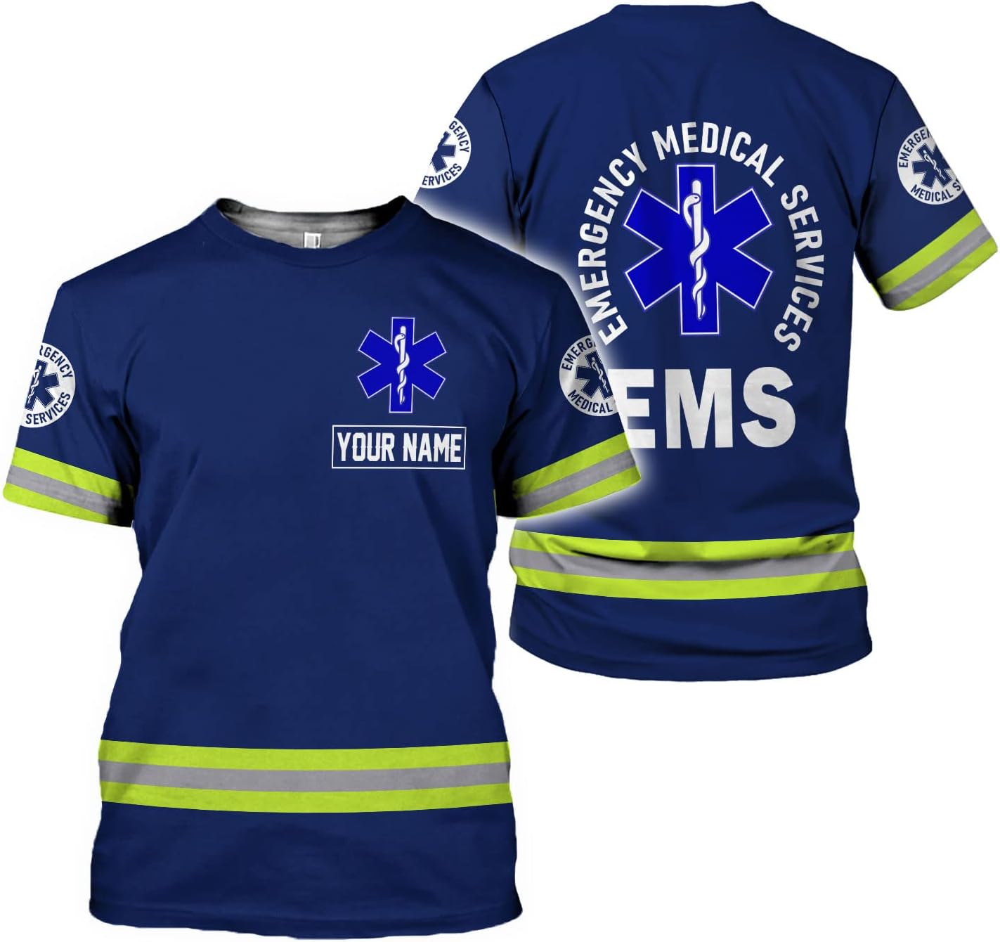 Mostefy Personalized Name EMS Shirt 3D Uniform Emergency Medical Technician, EMS Shirts for Men, EMT Shirt, Paramedic Shirt