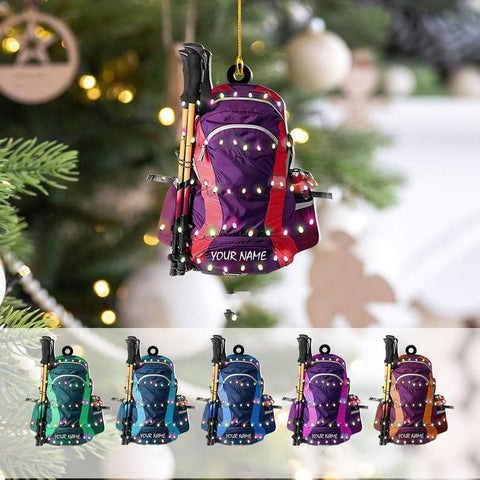 Personalized Hiking Ornaments for Christmas Tree, Hiking Ornament Gift for Hiker Women and Men, Mountain Hiking Ornament Gift for Hiking Lover, Mountain Climber, Through Hiker Ornament (Style 17)