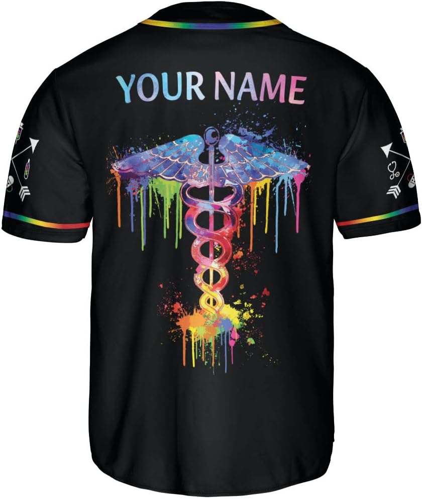 Leprints Personalized Nurse Baseball Jersey Flag Nurse Graduation Baseball Jersey Customize Nursing Emergency Shirts