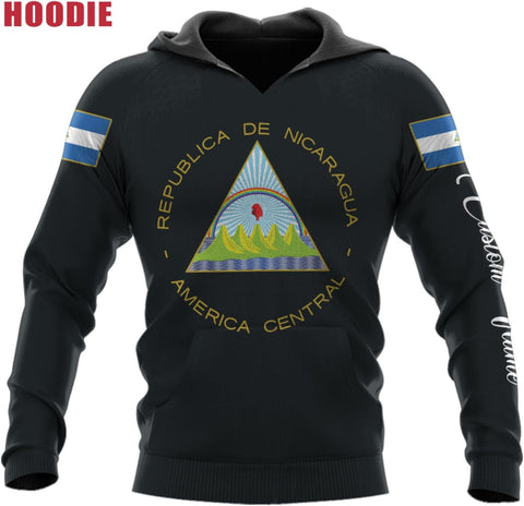 Vybonz Personalized Nicaragua APO Hoodie, Nicaraguan Pride Nicaragua Flag 3D Zip Hoodie Sweatshirt Tshirt Men and Women
