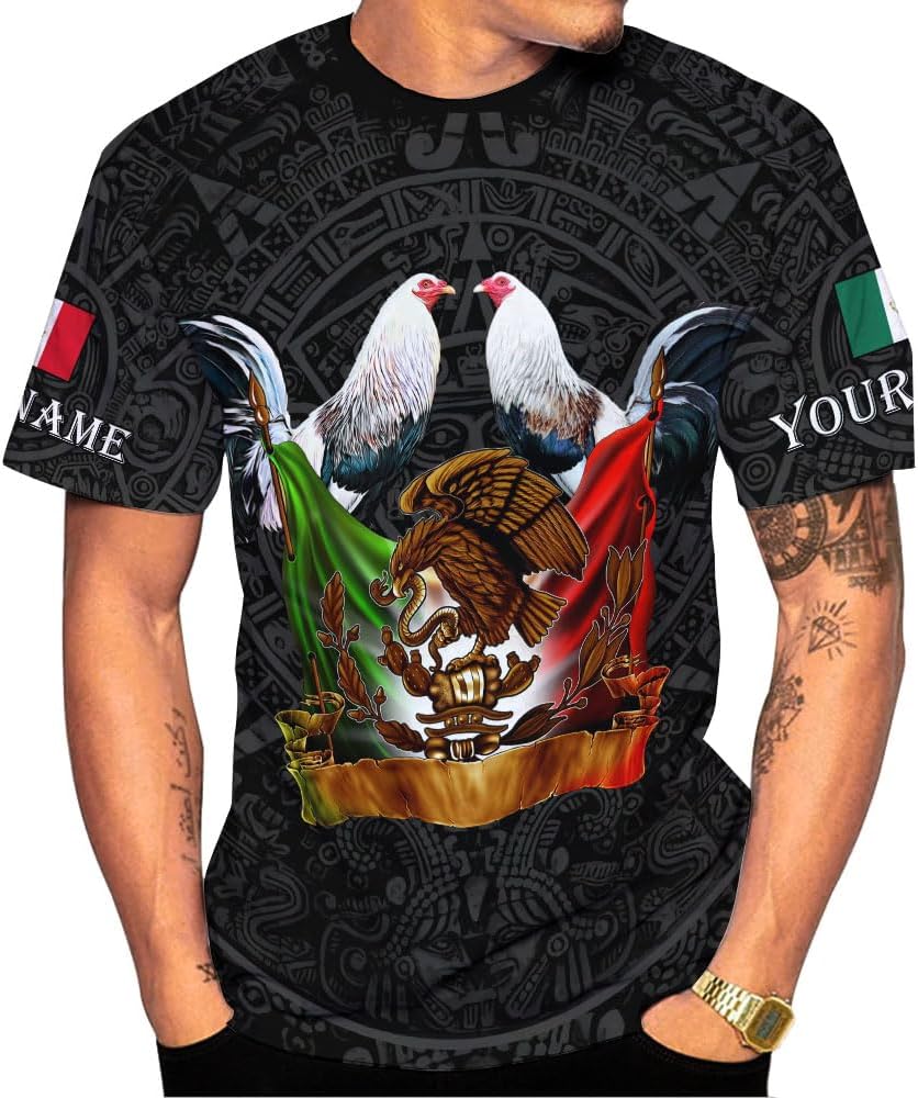 AOVL Personalized Rooster shirts 3D Rooster Mexican Shirts for Men Rooster Mexico Shirt Rooster Shirt for Men Women S-5XL