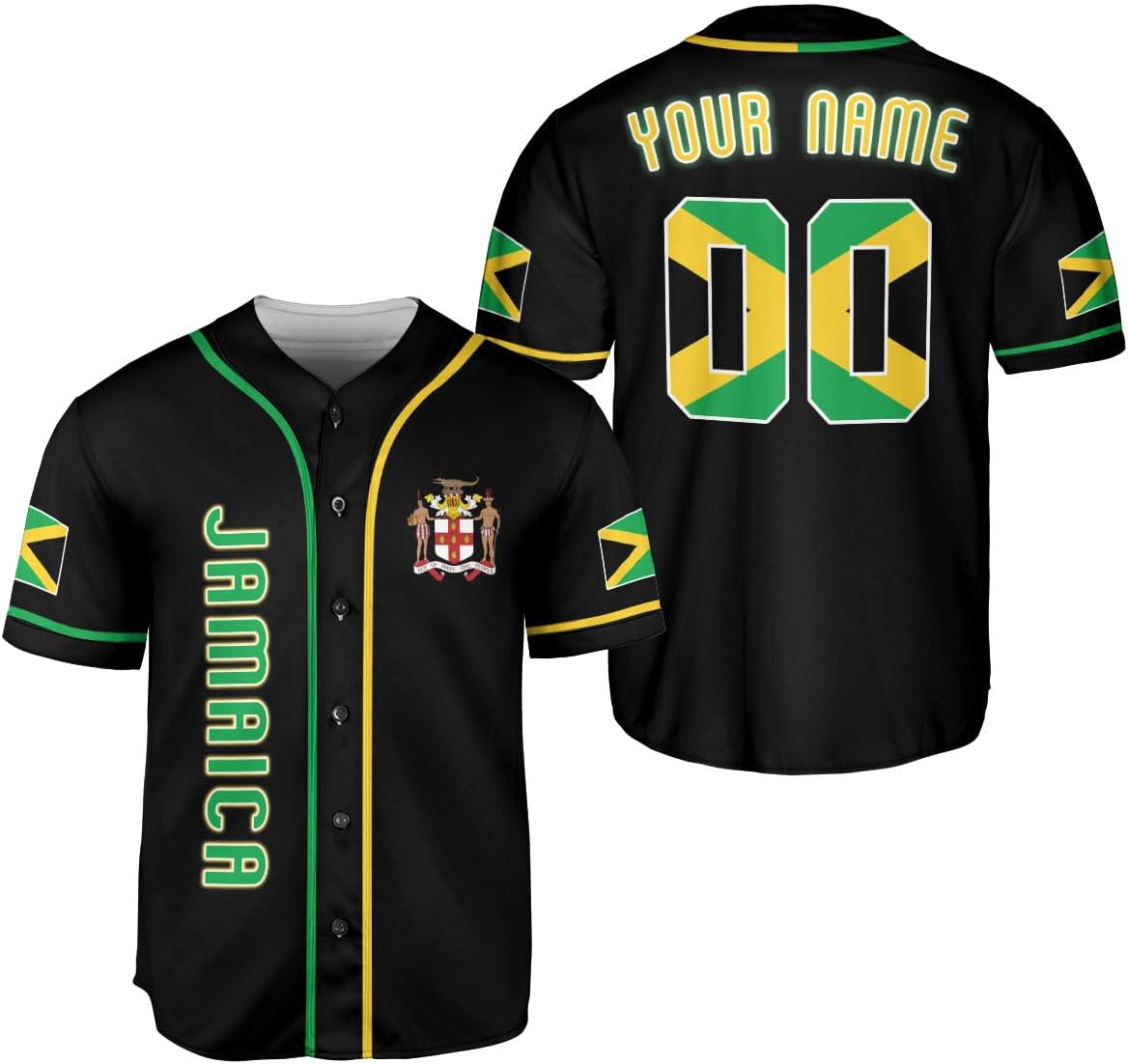 Personalized Jamaica Baseball Jersey Shirt, Custom Team Name Jamaican Baseball Jersey for Men and Women, Jamaica Country