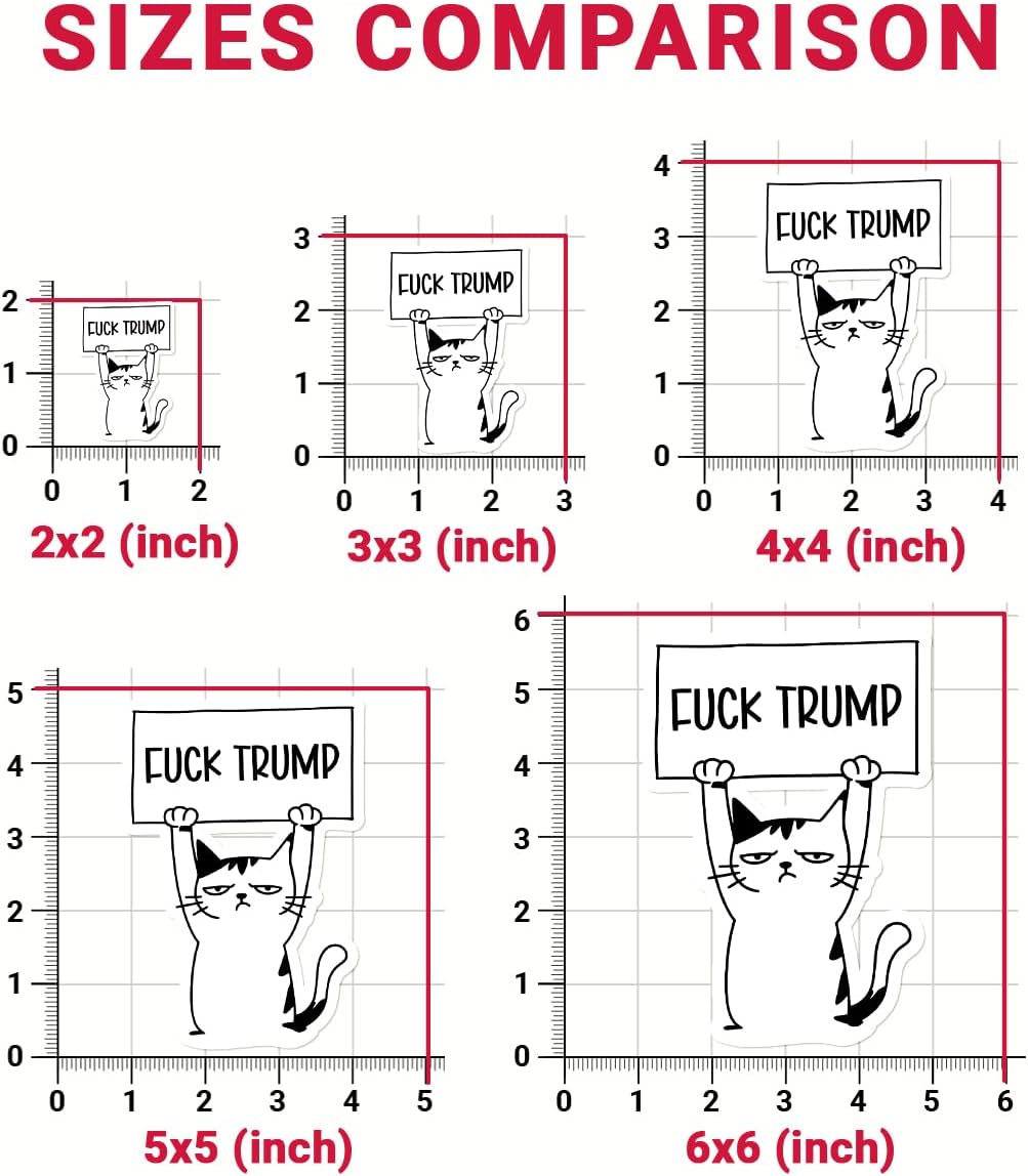 3 Pcs Fuck Trump Bumper Sticker, Anti-Trump Stickers, Fuck Trump Protest Cat Sticker, Anti MAGA Stickers - Vinyl Sticker 3x3 for Water Bottles Laptop Phone Car Helmet Hard Hat