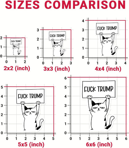 3 Pcs Fuck Trump Bumper Sticker, Anti-Trump Stickers, Fuck Trump Protest Cat Sticker, Anti MAGA Stickers - Vinyl Sticker 3x3 for Water Bottles Laptop Phone Car Helmet Hard Hat