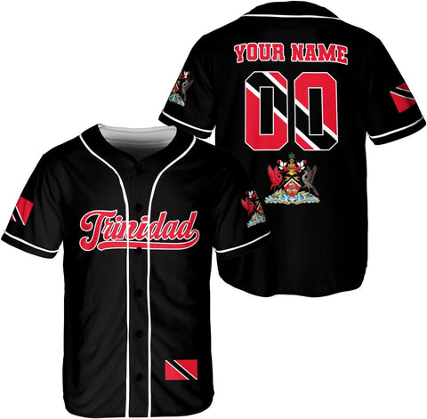 Podagree Personalized Trinidad & Tobago Baseball Jersey, Trinidad and Tobago Proud Flag Shirt Coat of Arms Gift Men Women