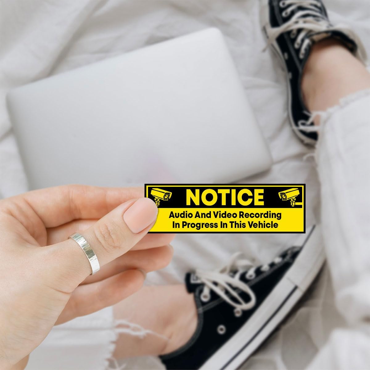 (3pcs) Dash Cam Sticker Dash Cam Recording Stickers, Audio and Video Recording Sticker- Vinyl Stickers for Laptop Water Bottle Phone Car Window Helmet 3 inches (Yellow)