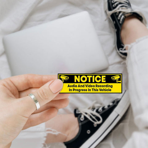 (3pcs) Dash Cam Sticker Dash Cam Recording Stickers, Audio and Video Recording Sticker- Vinyl Stickers for Laptop Water Bottle Phone Car Window Helmet 3 inches (Yellow)