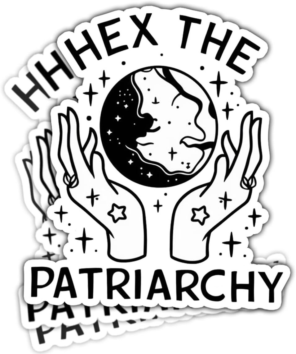 (3pcs) Hex The Patriarchy Waterproof Glossy Sticker, Feminist, Witchy, Occult, Halloween, Moon Sticker Gift for Laptop, Water Bottle, Phone, Window, Helmet Decal