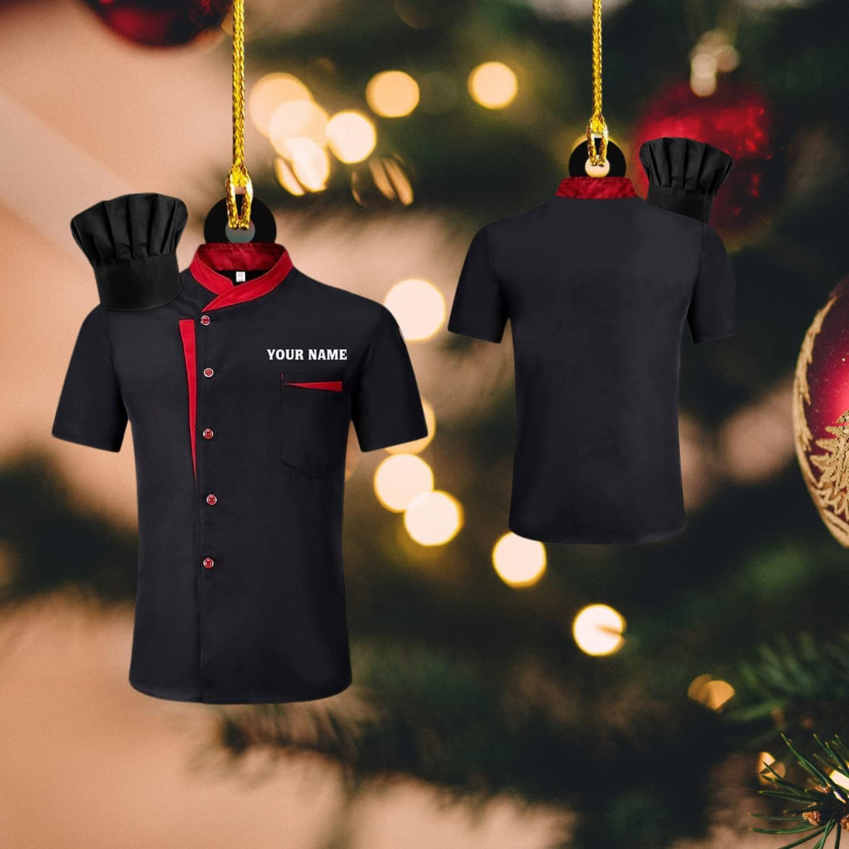MoonArt Personalized Chef Black Shirt Ornament Christmas Chefs Hat Ornaments for Tree Chiefs O36 Multi-colored