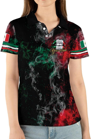 Mostprints Personalized Mexico Polo Shirts for Women, Custom Name Mexican Shirts for Women, Mexico Polo Shirt Flag Women New