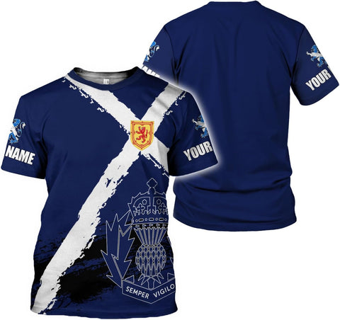 Custom Scotland Shirts for Men Scottish Rampant Lion Scotland Coat of Arms Banner T-Shirt Lion Scottish Pride Gift Shirts 3D