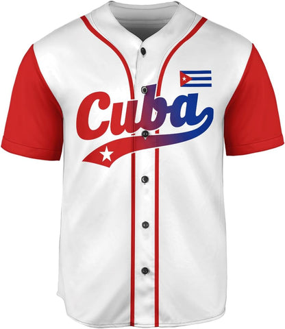 MAPrints Personalized Name Cuba Baseball Jersey Shirt, Republic of Cuba Flag Pride Jersey, Cuban Jersey Camisa for Men &Women
