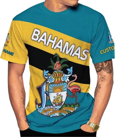 Personalized Bahamas Shirt 3D Custom Bahamas Flag Shirt for Men and Women Bahamas Pride Shirt
