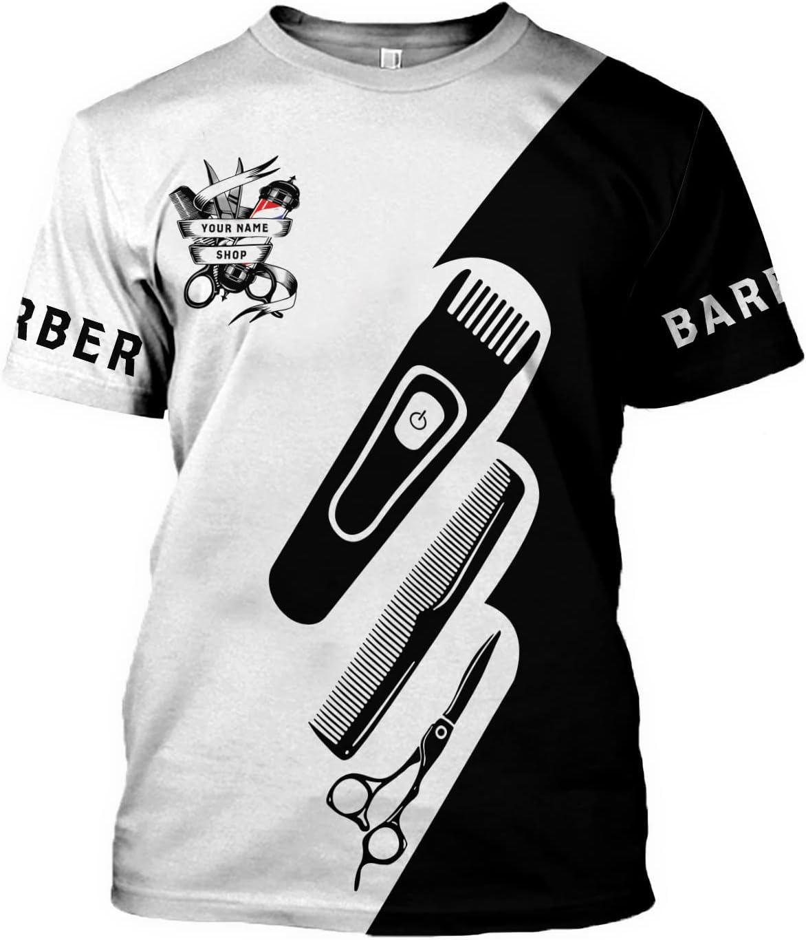 Vybonz Personalized Name Barber Gift for Barber 3D All Over Printed Shirts Gift for Men and Women