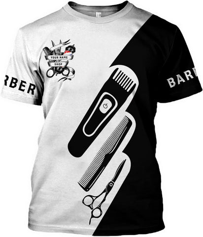Vybonz Personalized Name Barber Gift for Barber 3D All Over Printed Shirts Gift for Men and Women